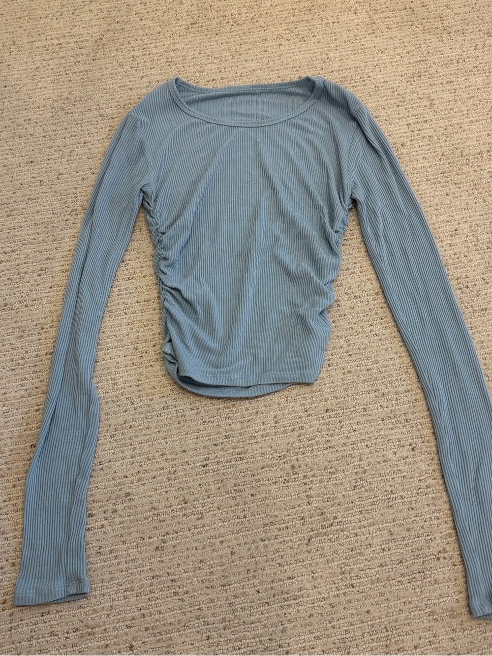 ALO Yoga Ribbed Long-Sleeve Top in Light Blue